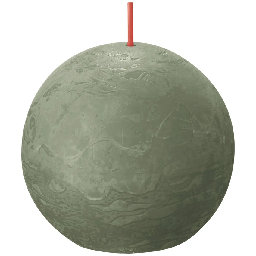 Bolsius rustic round ball solid candle Rustic Shine 76 mm - Fresh Olive Green