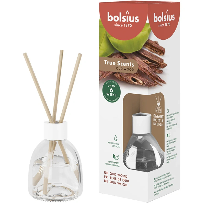 Bolsius True Scents varillas difusoras de fragancia 60 ml vidrio - Agarwood