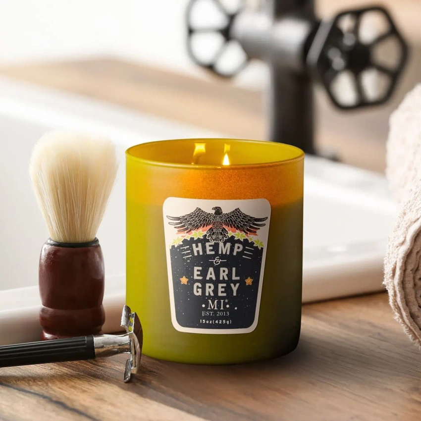 Soja geurkaars voor mannen Hemp Earl Gray Colonial Candle