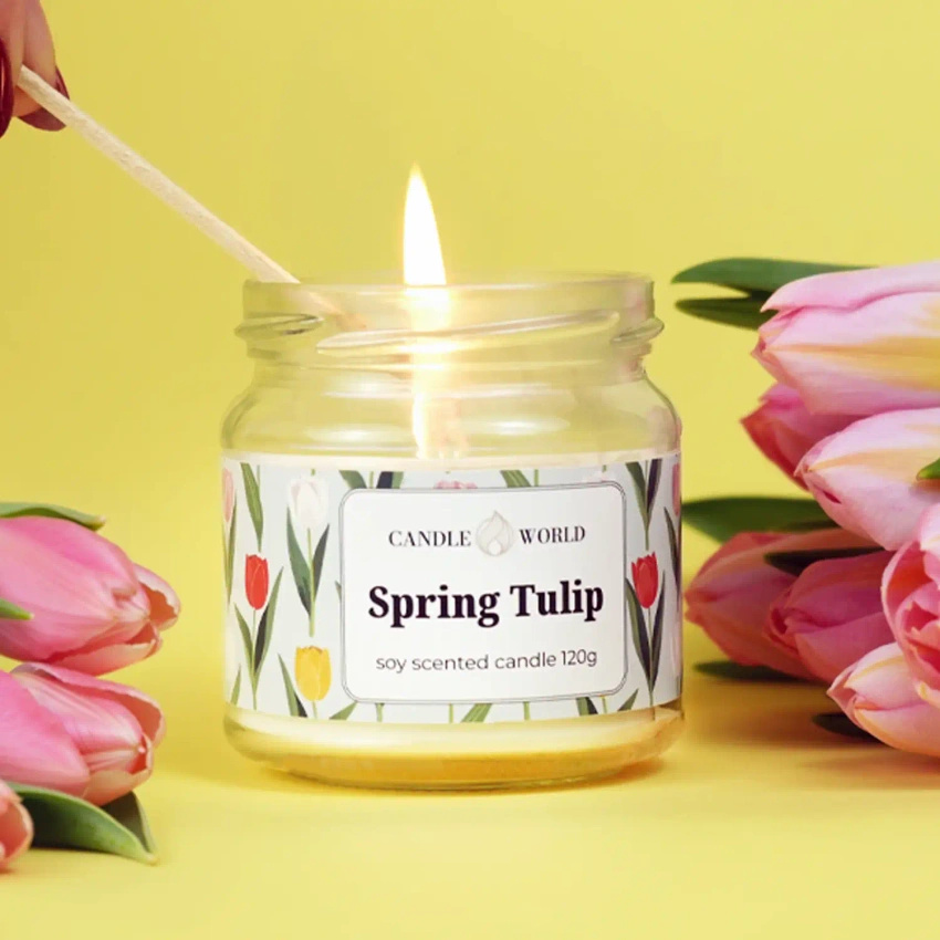 Candle World candela profumata di soia Spring Tulip 120 g Tulipano