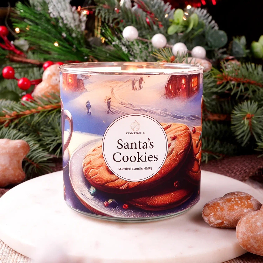 Candle World kerst geurkaars van soja 3 lonten Santa's Cookies 460 g