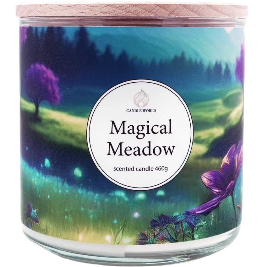 Candle World vela perfumada de soja 3 mechas Magical Meadow 460 g Violeta Almizcle
