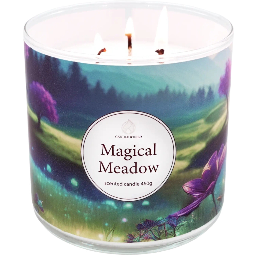 Candle World sojowa świeca zapachowa 3 knoty Magical Meadow 460 g Fiołek Piżmo