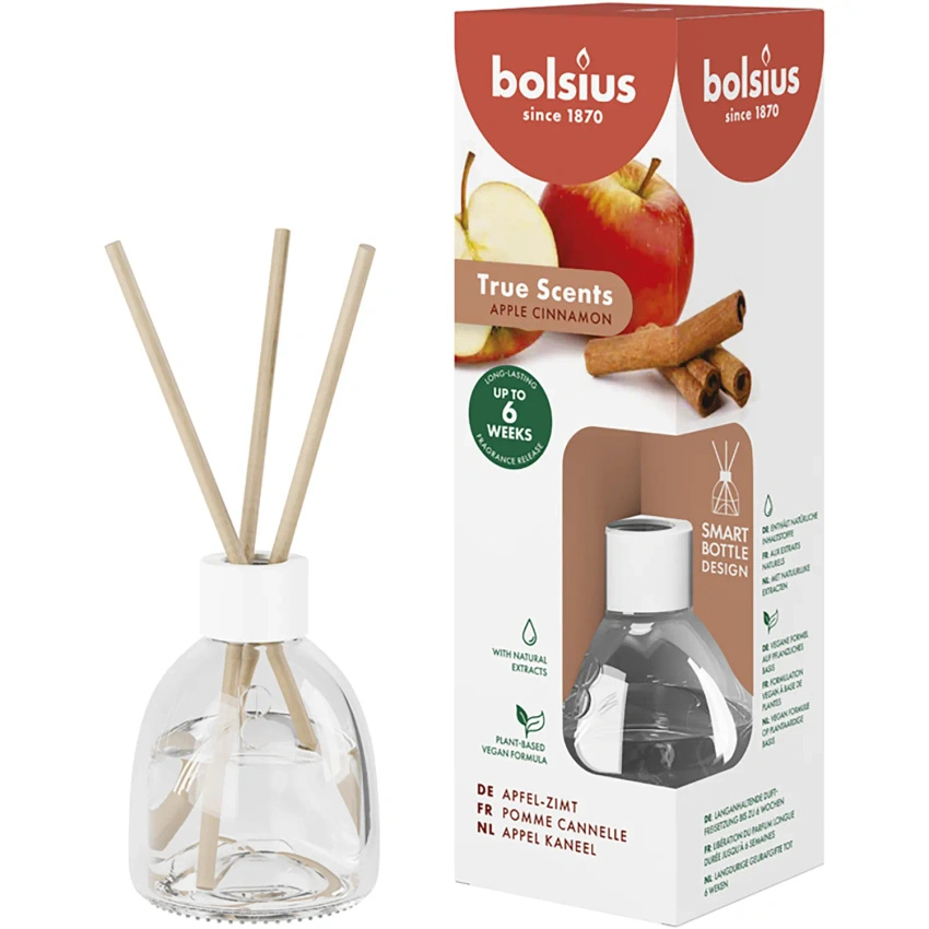 Bolsius True Scents diffusore di fragranze a bastoncino 60 ml in vetro - Mela Cannella