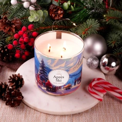 Candle World sojowa świeca zapachowa 3 knoty Après Ski Żurawina Szałwia 460 g