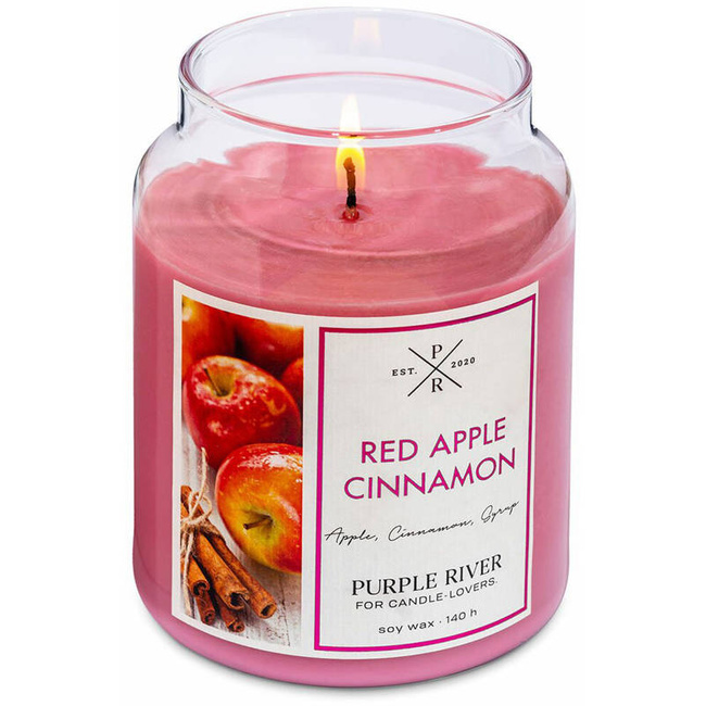 Candela di soia profumata Red Apple Cinnamon Purple River 623 g