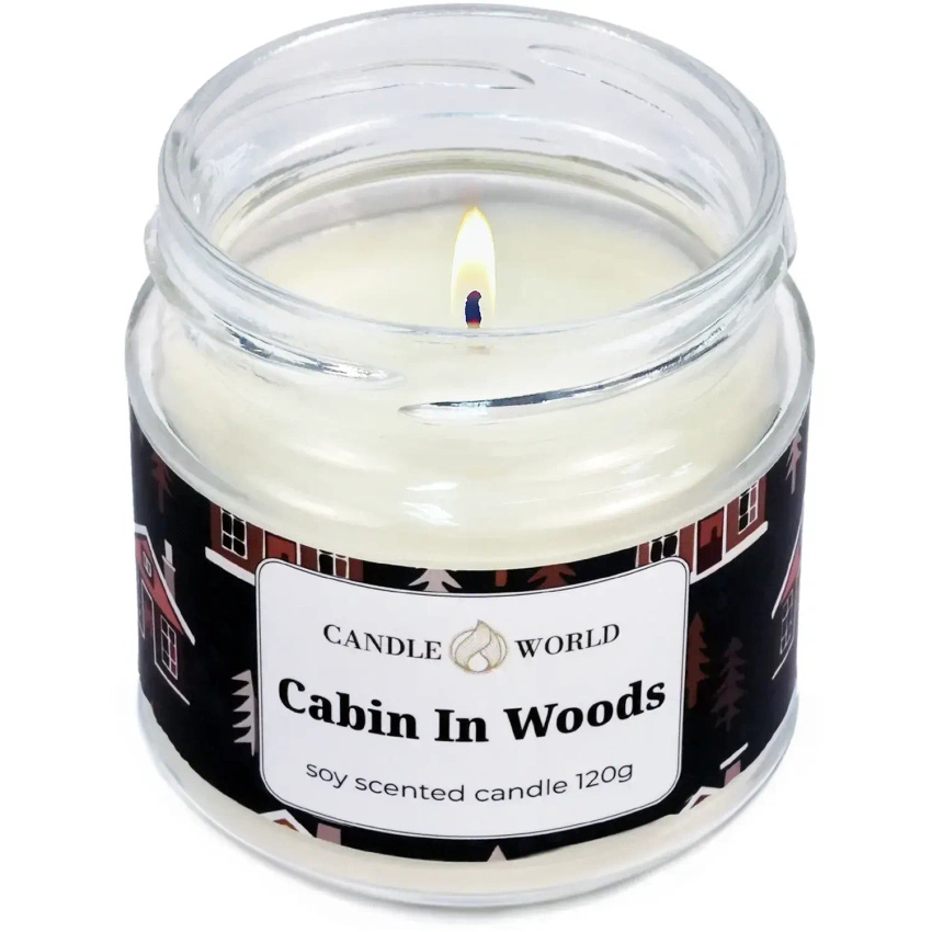 Candle World sojowa świeca zapachowa słoik Cabin In Woods 120 g Drewno Mech