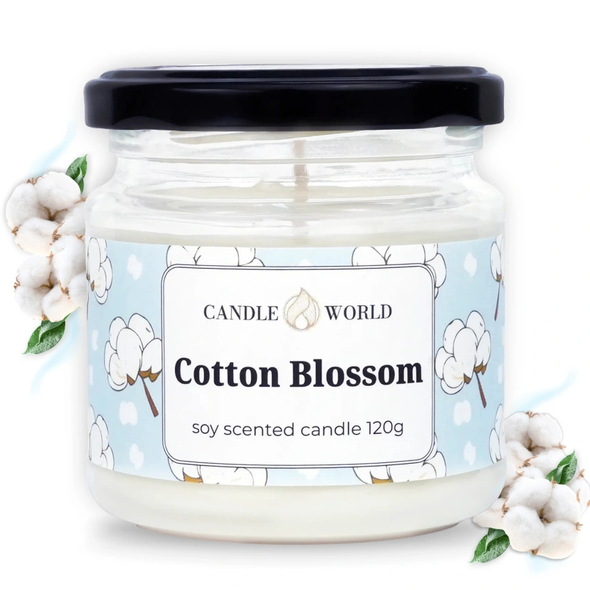 Candle World sojowa świeca zapachowa słoik Cotton Blossom 120 g Bawełna