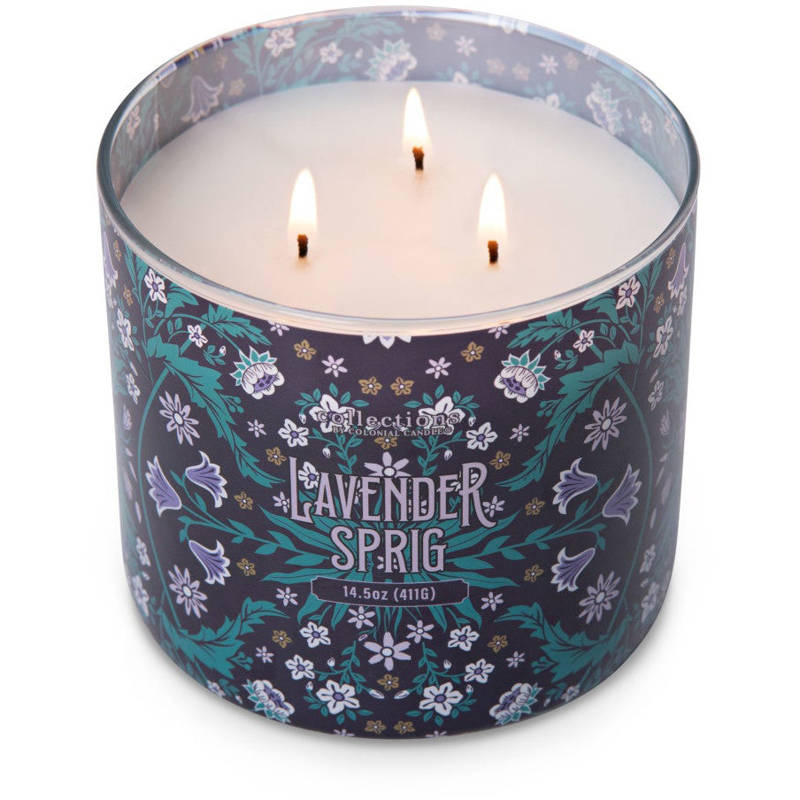 Colonial Candle Deco Collection geurkaars van sojabonen in glas 3 lonten 14,5 oz 411 g - Lavender Sprig