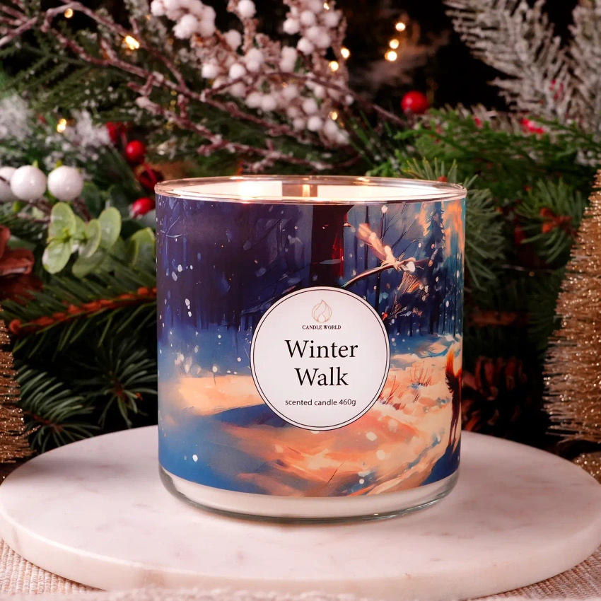 Candle World sojová vonná svíčka 3 knoty Winter Walk 460 g