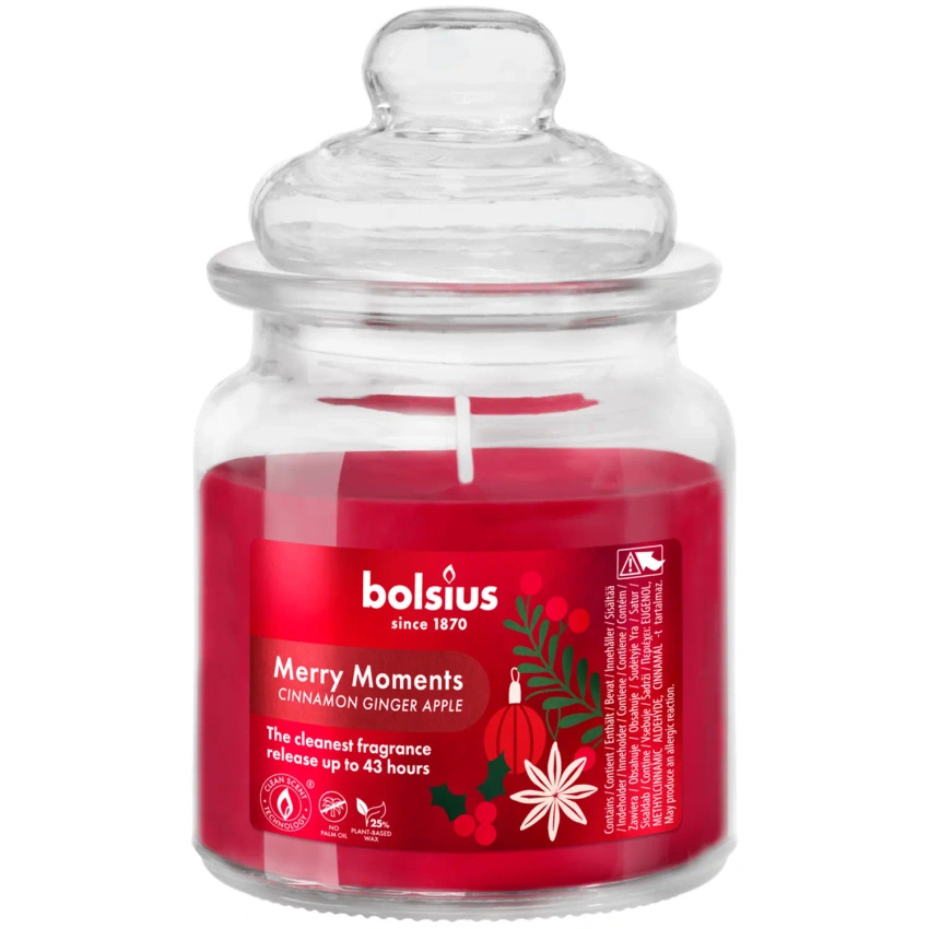 Bolsius merry Moments Duftkerze Glas 129x79 mm Apfel-Zimt