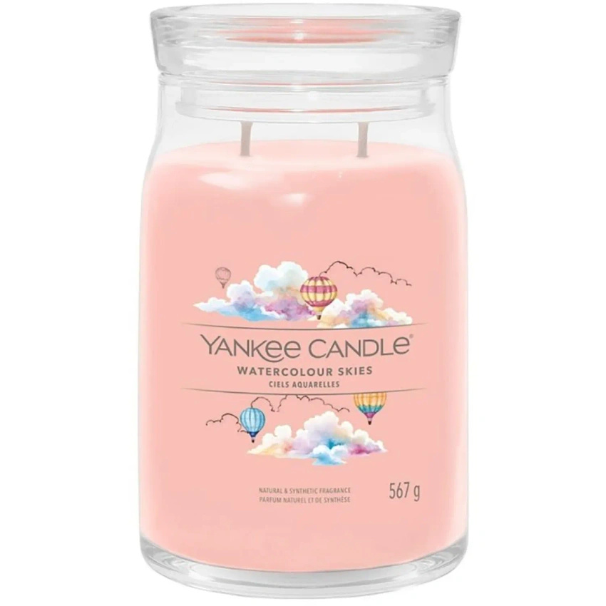 Yankee Candle Signature vela perfumada grande en tarro de cristal 567 g - Watercolour Skies