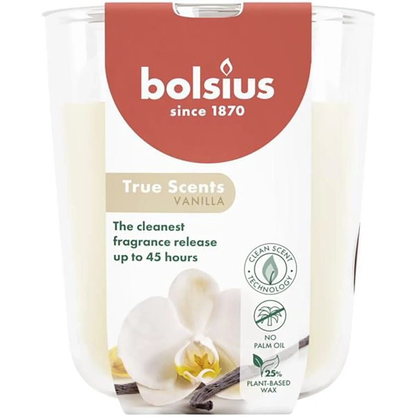 Bolsius True Scents skleněná vonná svíčka 97/83 mm - Vanilka Vanilla