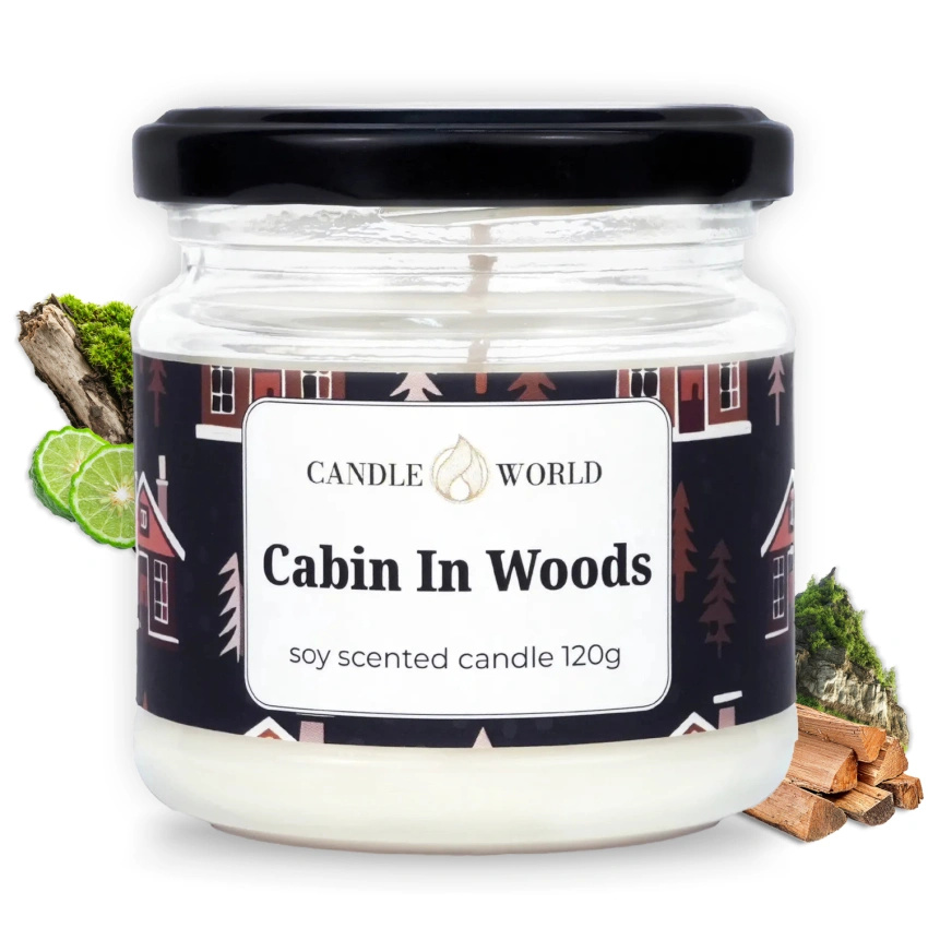 Candle World sojová vonná svíčka sklenice Cabin In Woods 120 g Dřevo Mech
