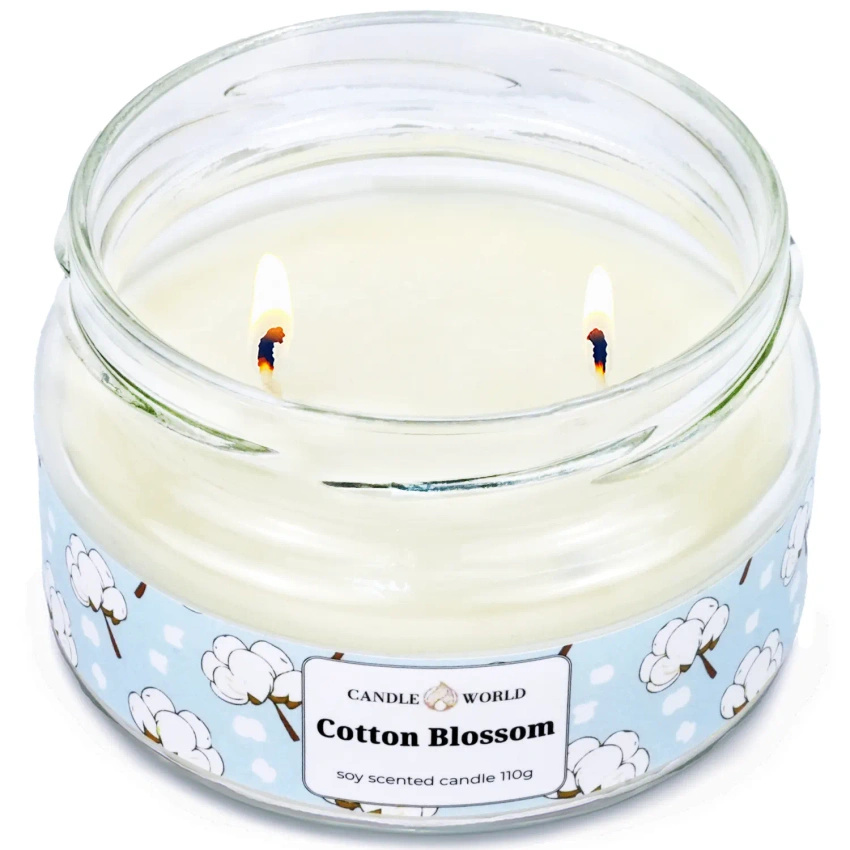 Candle World soja-Duftkerze im Glas Cotton Blossom 110 g Baumwolle