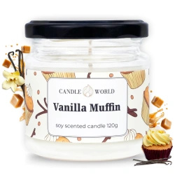 Candle World Soja Duftkerze Glas Vanilla Muffin 120 g Vanille