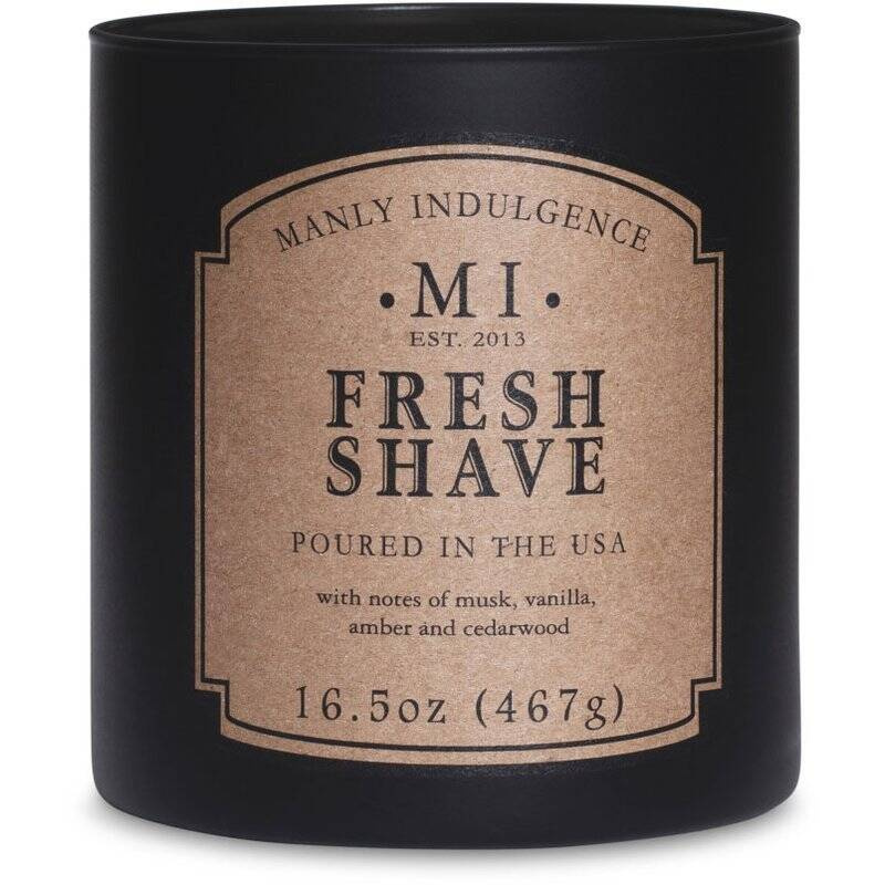 Męska świeca zapachowa sojowa w czarnym szkle z pokrywką Fresh Shave Colonial Candle 467 g
