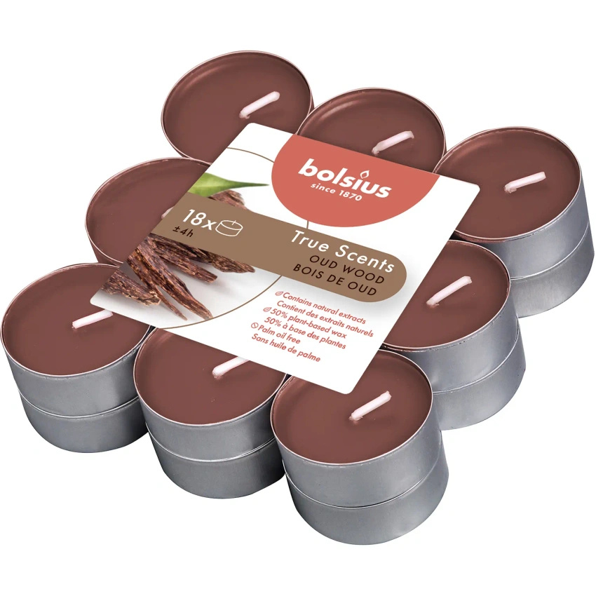 Bolsius True Scents bougies chauffe-plat parfumées 18 pcs - Agarwood Oud Wood