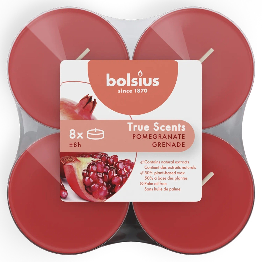 Bolsius True Scents chauffe-parfums maxi polycarbonate 6 cm rouge 8 pcs - Grenade Grenade