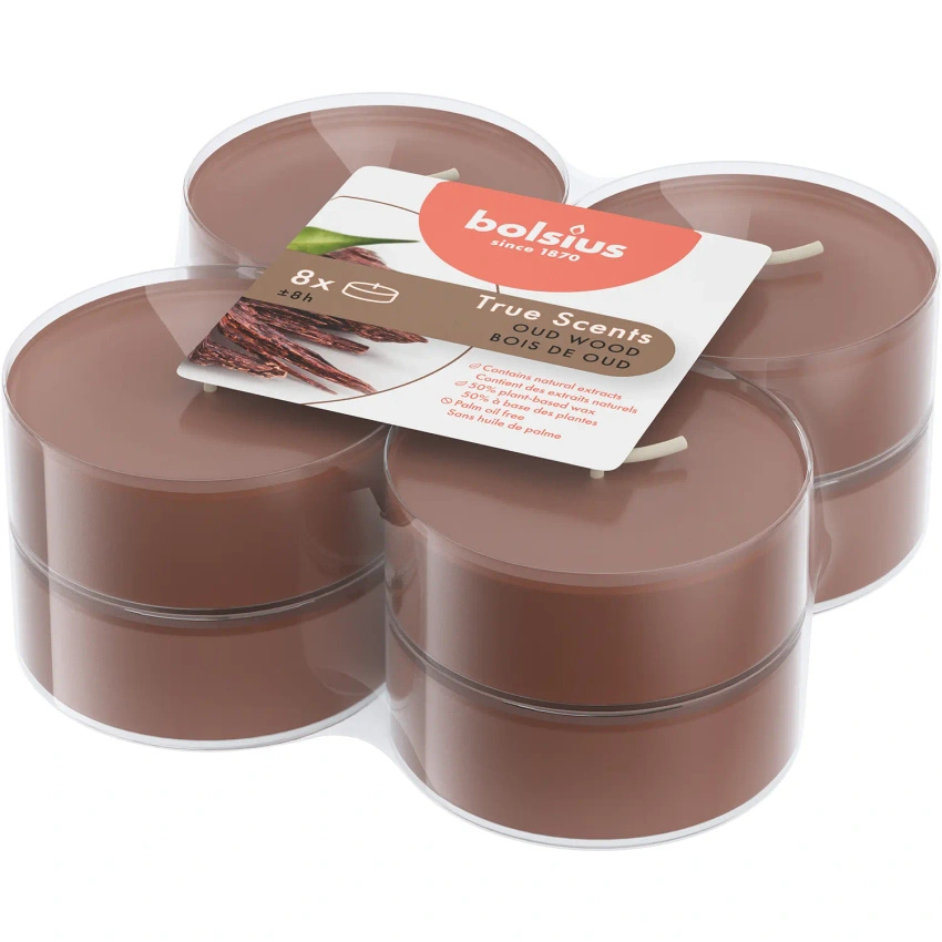 Bolsius True Scents duftwärmer maxi Polycarbonat 6 cm braun 8 Stück - Oud Wood Agarwood