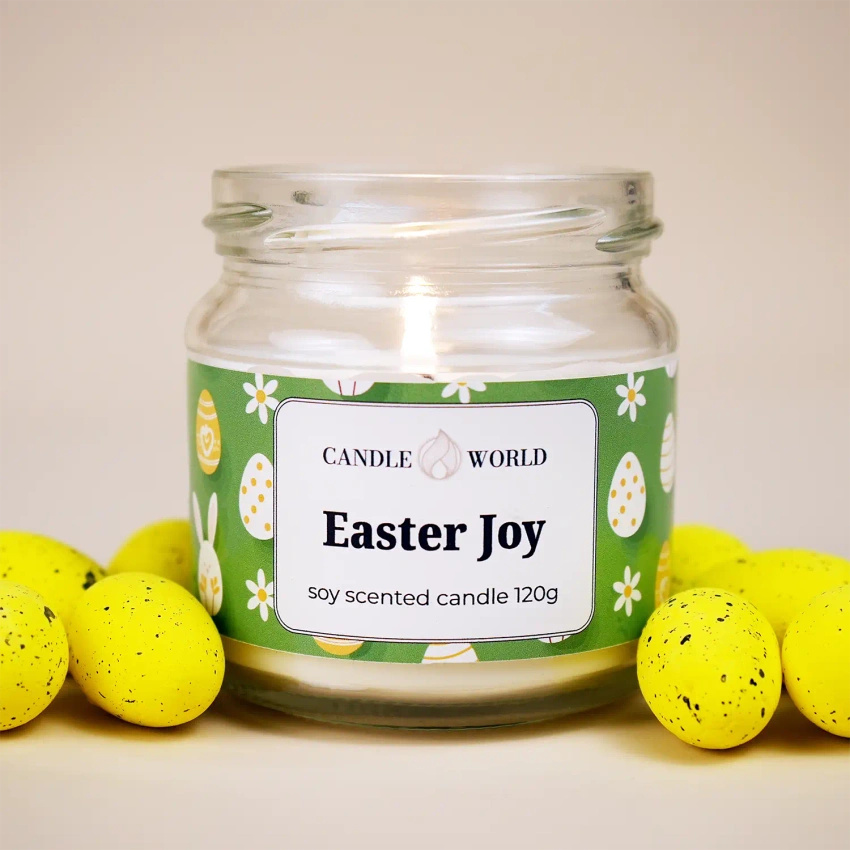 Candle World candela profumata di soia per la Pasqua Easter Joy 120 g