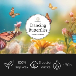 Candle World sojowa świeca zapachowa 3 knoty Dancing Butterflies 460 g Jaśmin Brzoskwinia