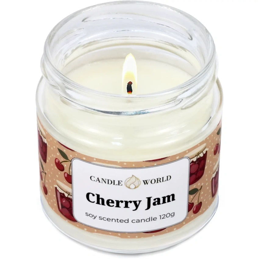 Candle World soja geurkaars pot Cherry Jam 120 g Kers
